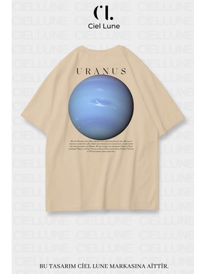 NEVERMIND Nevermind Unisex Kadın Erkek Uranüs Baskılı Özel Tasarım Oversize T-shirt