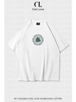 Nevermind Unisex Kadın Erkek Valknut And Vegvisir Baskılı Özel Tasarım Oversize T-Shirt