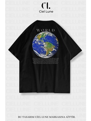 NEVERMIND Nevermind Unisex Kadın Erkek World Baskılı Özel Tasarım Oversize T-shirt