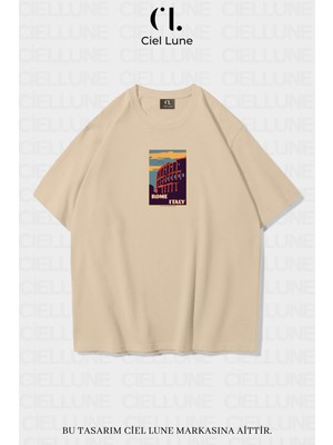 NEVERMIND Unisex Kadın Erkek Rome İtaly  Baskılı Özel Tasarım Oversize T-shirt
