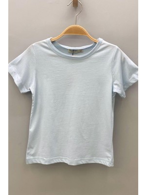 Woorage Unisex Çocuk Basic Kısa Kol T-Shirt 5203 Açık Mavi