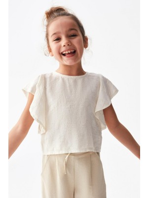 Nk Kids Kız Çocuk Fırfırlı Kol Işlemeli Bluz 36525 Krem