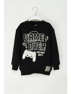 Dmb Mojo Erkek Çocuk 4-9 Yaş Game Baskılı Sweatshirt Siyah
