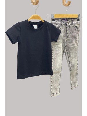 Mojo Bebek Mojo Unisex Çocuk  Basic Kısa Kol T-Shirt 5555 Siyah