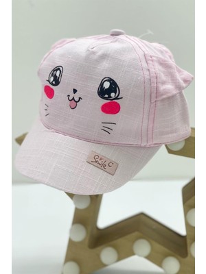 Kitti Kız Bebek Kedili Kasket Şapka Y800006 Pembe