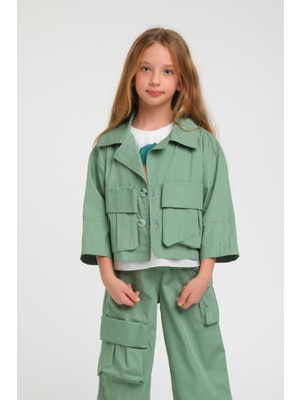 Escabel Kız Çocuk Mevsimlik  Crop Ceket 35720 Yeşil