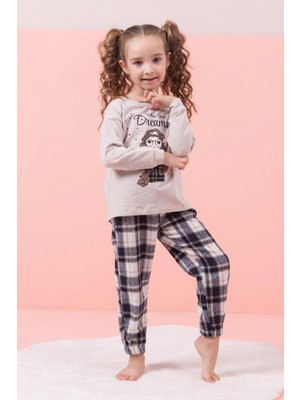 Dmb Mojo Kız Çocuk 4-8 Yaş Dream Desenli Pijama Takımı 6277 Bej