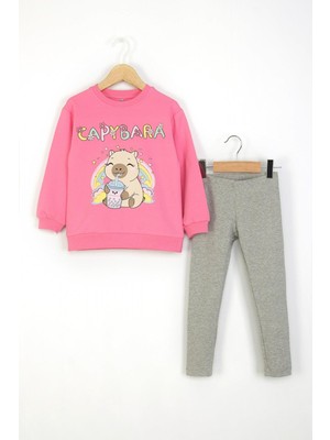 Dmb Mojo Kız Çocuk 4-9 Yaş Capybara Taytlı Takım Pembe