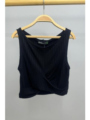 Cuties Kız Çocuk Buzzy Kumaş Göbek Dekolteli Crop 4214 Siyah