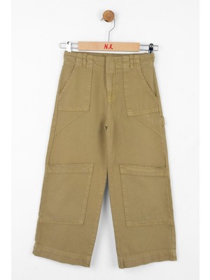 Nk Kids Kız Çocuk Bol Paça Cepli Denim Pantolon 56706 Haki