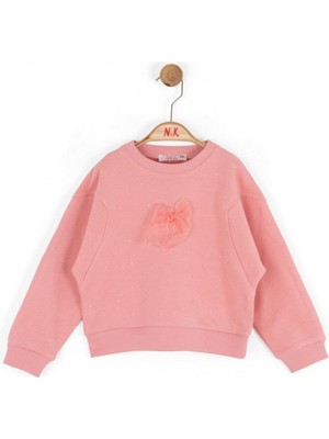 Nk Kids Kız Çocuk 1-4 Yaş Fiyonk Detaylı Taşlı Sweatshirt Pembe
