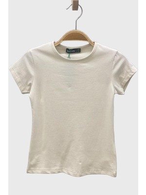 Cuties Mojo Unisex Çocuk Basic Kısa Kol T-Shirt 320203 Krem