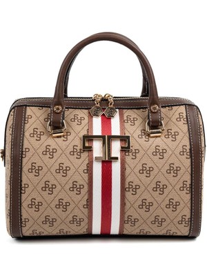 Silver & Polo Koyu Bej - Kahve SP1091 El Çantası
