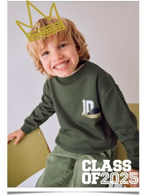 Mayoral Erkek Çocuk 4-9 Yaş Sırt Desenli Sweatshirt Haki