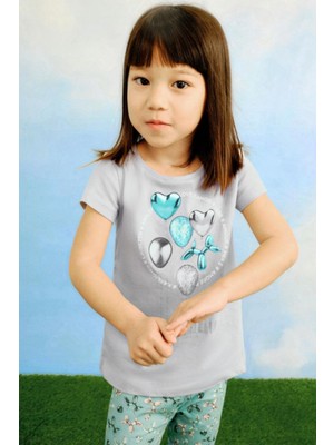 Mayoral Kız Çocuk 3-10 Yaş Desenli Kısakol T-Shirt 3014 Gri