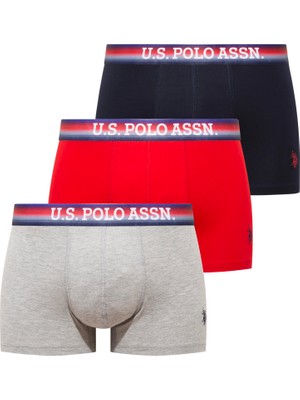 U.s. Polo Assn. 80651 201 Kırmızı - Lacivert - Gri Melanj 3 Lü Boxer