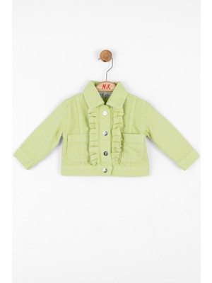 Nk Kids Kız Çocuk Fırfırlı Renkli Denim Ceket 36702 Yeşil