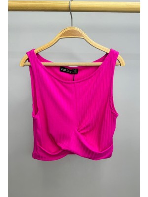 Cuties Kız Çocuk Buzzy Kumaş Göbek Dekolteli Crop 4214 Fuşya