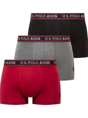 U.s. Polo Assn. 80651 Bordo - Antrasit Melanj - Siyah  3 Lü Boxer