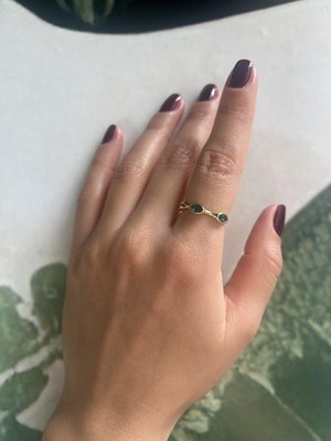 Yeşil Taşlı Gümüş Yüzük