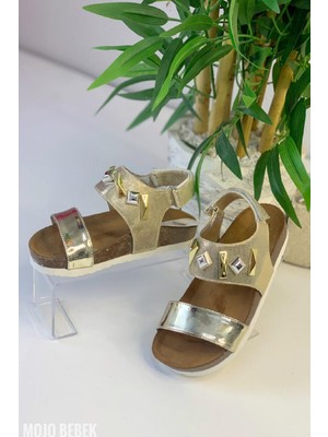 Mojo Bebek Mojo Kız Çocuk Taşlı Suni Deri Sandalet 502 N 7104 Dore