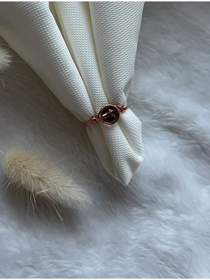 Pel Design Dumanlı Kuvars Taşı Ayarlanabilir Bakır Renk Tel Yüzük