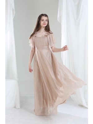 Giyinse Masal Kız Çocuk Abiye Bej