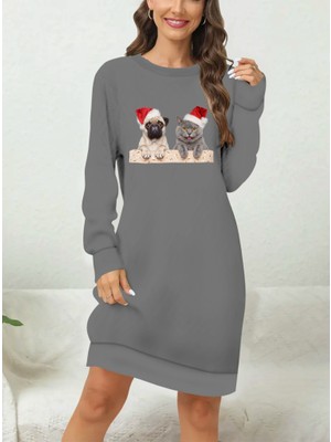 Nnstartshopping  Kadın Uzun Kollu Bisiklet Yaka Desenli Viskon Iki Iplik Bluz