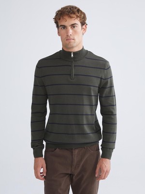 LC Waikiki Izr Yeni Sezon Dik Yaka Çizgili Erkek Triko KAZAK_8684686829296