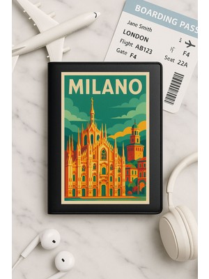 Nurdic Tüm Ülke Pasaportları Için Siyah Vinleks Deri Pasaport Kılıfı Kabı Milano