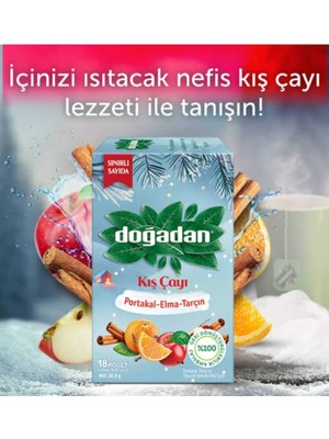 Kış Çayı Portakal, Elma ve Tarçın Aromalı Bitki Çayı 18’li Poşet | Sıcak & Baharatlı Lezzet