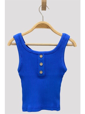 Cuties Kız Çocuk Düğmeli Askılı Crop 3750 Saks
