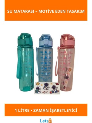 Letsii Motivasyon Su Matarası 1 Litre Bpa Içermeyen Şık Tasarım