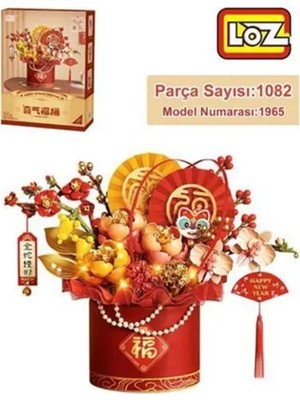 Nessi World LZ-1965 Kırmızı Ebedi Çiçek Sanat Kovası 1082 Parça Block Oyuncak