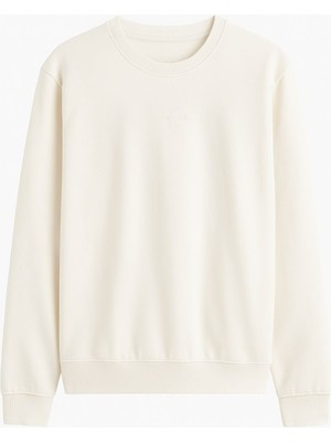 Tommy Life Erkek S-Shirt O Yaka Ekru Erkek Sweatshirt