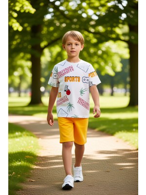 PayBuy Erkek Çocuk Pamuklu Basketbol Temalı Tişört ve Şort Takımı Kaliteli Şık Rahat
