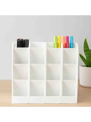 Hbnc 4’lü Beyaz Masaüstü Kalemlik ve Organizer 20,5 x 9 x 5 cm Çok Amaçlı Düzenleyici