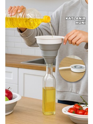 Destpak Yer Kaplamaz Katlanır Huni - Şişe Kavanoz Bidon Hunisi - Katlanabilir Akordiyon Huni - Silikon Huni