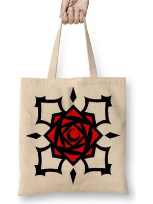 Toyaso Vampire Knight Logo Beyaz Bez Çanta Uzun Saplı Alışveriş Çantası Plaj Çantası