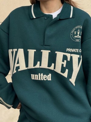 Nnstartshopping  Üç Iplik Yakalı Sweat Baggy Pantalonlu Takım - Yeşil