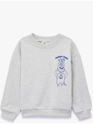 Koton Canavar Baskılı Uzun Kollu Bisiklet Yaka Sweatshirt