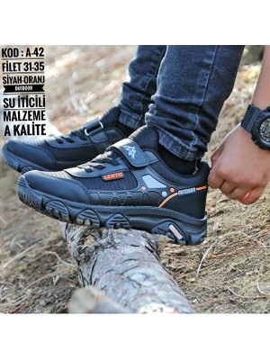 Adımist Çocuk Unisex Spor  Microlight Taban Su Itici Kumaş Cırtlı Trekking Ayakkabı