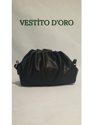 Yumuşak Formlu Büzgülü Pouch Omuz Çantası - Vestito D'oro
