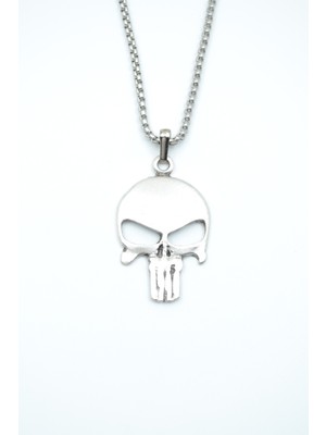 IDR Punisher Cezalandırıcı Gümüş Kaplama Örme Zincir Kolye