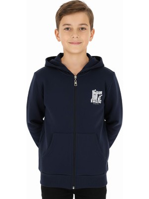 Crassi Erkek Çocuk Hırka 2 Iplik Şordonlu Baskılı Kapüşonlu