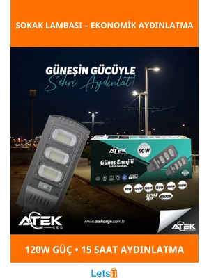 Letsii Güneş Enerjili Dayanıklı Sokak Lambası 120W Kablosuz Bahçe Aydınlatma