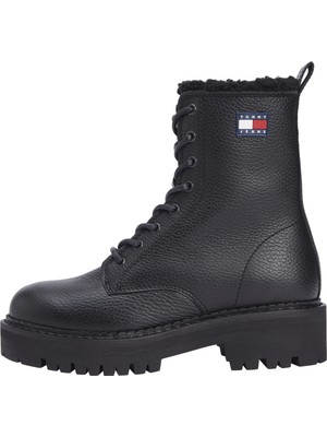 Tommy Hilfiger Kadın Bot Marka Logo Detaylı Kalın Tabanlı Full Bağcıklı Kışlık Kadın Ayakkabı