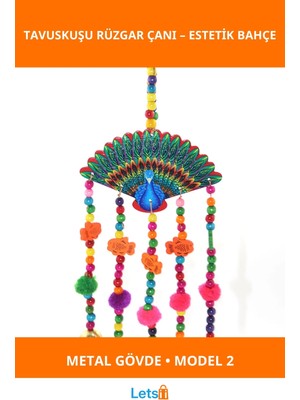 Letsii Estetik Tavuskuşu Rüzgar Çanı Metal Bahçe Dekorasyonu
