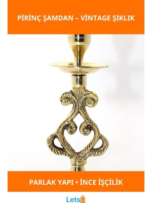 Letsii Zarif Pirinç Tekli Şamdan Vintage Dekoratif Aydınlatma