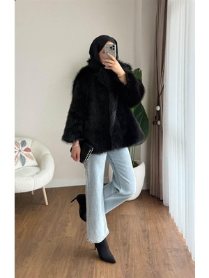 Kulvar Trend 99004 Yakalı Uzun Kürk Kaban